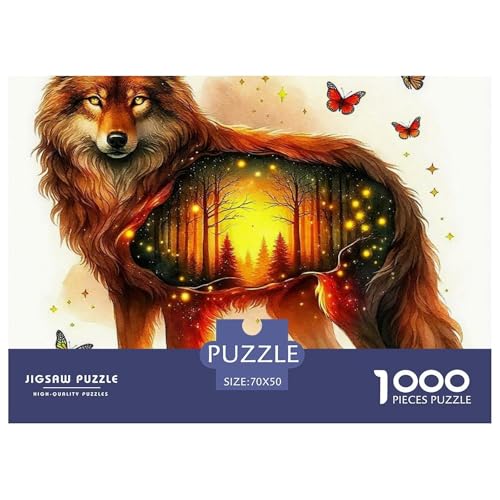 Sternenwolf Farbenfrohes Puzzle 1000 Stück in Bewährter Qualität Für Erwachsene Und Kinder Cooler Tierstil Geschicklichkeitsspiel Geschenke Für Frauen Home Dekoration 70x50cm/1000pcs von QTIVARLEN