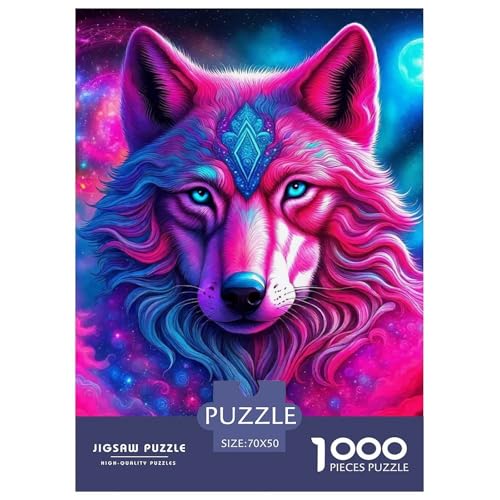 Sternenwolf Farbenfrohes Puzzle 1000 Stück in Bewährter Qualität Für Erwachsene Und Kinder Cooler Tierstil Geschicklichkeitsspiel Geschenke Für Frauen Pädagogisches Spielzeug 70x50cm/1000pcs von QTIVARLEN