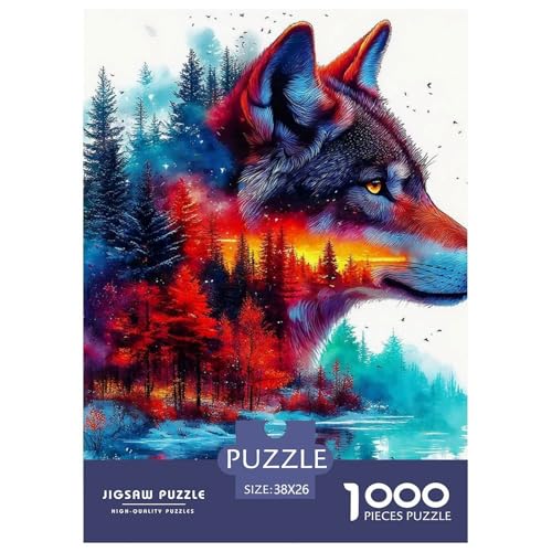 Sternenwolf Farbenfrohes Puzzle 1000 Stück in Bewährter Qualität Für Erwachsene Und Kinder Cooler Tierstil Geschicklichkeitsspiel Geschenke Für Frauen Wanddekoration 38x26cm/1000pcs von QTIVARLEN