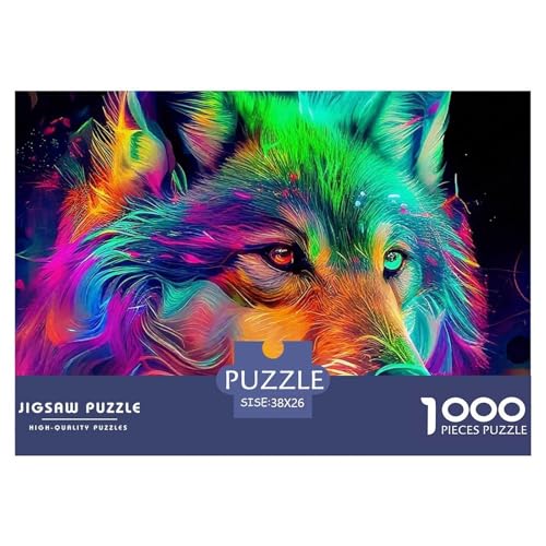 Sternenwolf Farbenfrohes Puzzle 1000 Stück in Bewährter Qualität Für Erwachsene Und Kinder Cooler Tierstil Geschicklichkeitsspiel Geschenke Für Männer Home Dekoration 38x26cm/1000pcs von QTIVARLEN