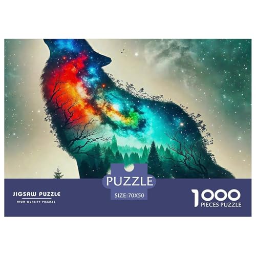 Sternenwolf Farbenfrohes Puzzle 1000 Stück in Bewährter Qualität Für Erwachsene Und Kinder Cooler Tierstil Puzzlespiele Für Die Ganze Familie Geschenke Für Frauen Pädagogisches Spielzeug 70x50cm/100 von QTIVARLEN