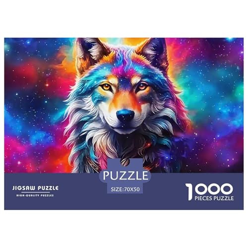 Sternenwolf Farbenfrohes Puzzle 1000 Stück in Bewährter Qualität Für Erwachsene Und Kinder Cooler Tierstil Puzzlespiele Für Die Ganze Familie Geschenke Für Frauen Pädagogisches Spielzeug 70x50cm/100 von QTIVARLEN