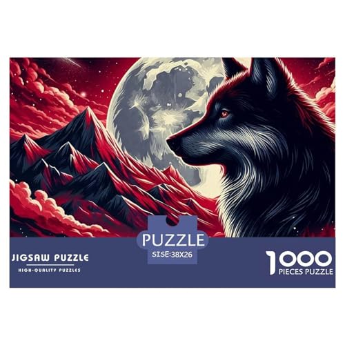 Sternenwolf Farbenfrohes Puzzle 1000 Teile in Bewährter Qualität Für Erwachsene Und Kinder Cooler Tierstil Geschicklichkeitsspiel Geschenke Für Frauen Home Dekoration 38x26cm/1000pcs von QTIVARLEN