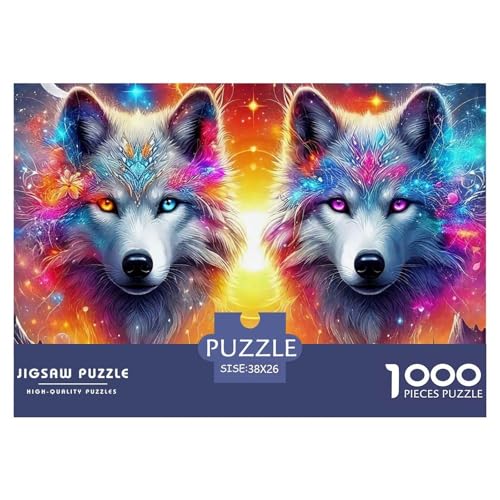 Sternenwolf Farbenfrohes Puzzle 1000 Teile in Bewährter Qualität Für Erwachsene Und Kinder Cooler Tierstil Geschicklichkeitsspiel Geschenke Für Frauen Home Dekoration 38x26cm/1000pcs von QTIVARLEN