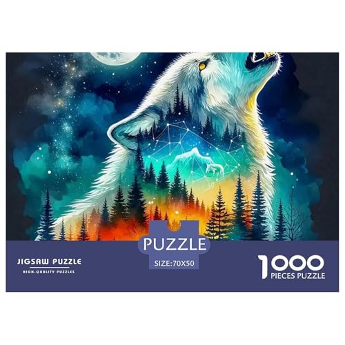 Sternenwolf Farbenfrohes Puzzle 1000 Teile in Bewährter Qualität Für Erwachsene Und Kinder Cooler Tierstil Geschicklichkeitsspiel Geschenke Für Frauen Home Dekoration 70x50cm/1000pcs Sternenwolf Farbenfrohes Puzzle 1000 Teile in Bewährter Qualität Für Erwachsene Und Kinder Cooler Tierstil Geschicklichkeitsspiel Geschenke Für Frauen Home Dekoration 70x50cm/1000pcs von QTIVARLEN