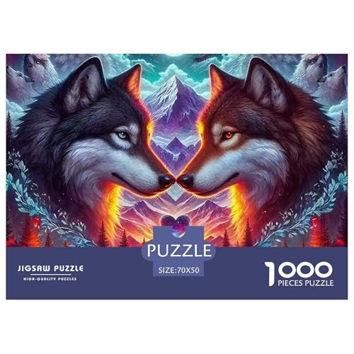 Sternenwolf Farbenfrohes Puzzle 1000 Teile in Bewährter Qualität Für Erwachsene Und Kinder Cooler Tierstil Geschicklichkeitsspiel Geschenke Für Frauen Home Dekoration 70x50cm/1000pcs von QTIVARLEN