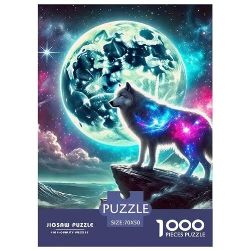 Sternenwolf Farbenfrohes Puzzle 1000 Teile in Bewährter Qualität Für Erwachsene Und Kinder Cooler Tierstil Geschicklichkeitsspiel Geschenke Für Frauen Pädagogisches Spielzeug 70x50cm/1000pcs von QTIVARLEN