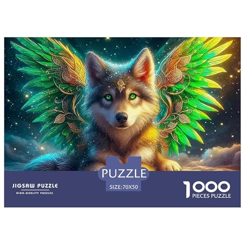 Sternenwolf Farbenfrohes Puzzle 1000 Teile in Bewährter Qualität Für Erwachsene Und Kinder Cooler Tierstil Geschicklichkeitsspiel Geschenke Für Frauen Wanddekoration 70x50cm/1000pcs von QTIVARLEN