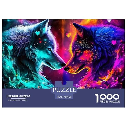 Sternenwolf Farbenfrohes Puzzle 1000 Teile in Bewährter Qualität Für Erwachsene Und Kinder Cooler Tierstil Geschicklichkeitsspiel Geschenke Für Männer Wanddekoration 70x50cm/1000pcs von QTIVARLEN