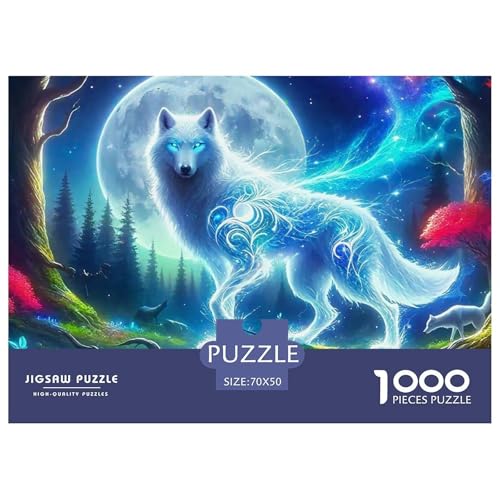 Sternenwolf Farbenfrohes Puzzle 1000 Teile in Bewährter Qualität Für Erwachsene Und Kinder Cooler Tierstil Geschicklichkeitsspiel Geschenke Für Männer Wanddekoration 70x50cm/1000pcs von QTIVARLEN