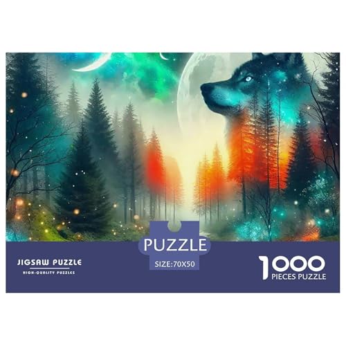 Sternenwolf Farbenfrohes Puzzle 1000 Teile in Bewährter Qualität Für Erwachsene Und Kinder Cooler Tierstil Herausforderndes Rätsel Geschenke Für Männer Wanddekoration 70x50cm/1000pcs von QTIVARLEN
