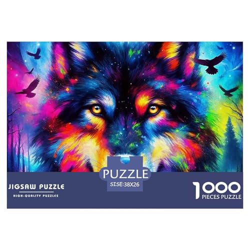 Sternenwolf Puzzles 1000 Teile in Bewährter Qualität Für Erwachsene Und Kinder Cooler Tierstil Geschicklichkeitsspiel Geschenke Für Frauen Home Dekoration 38x26cm/1000pcs von QTIVARLEN
