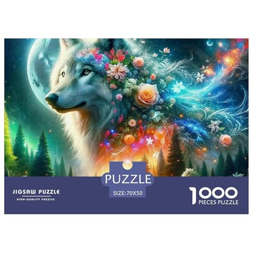 Sternenwolf Puzzles 1000 Teile in Bewährter Qualität Für Erwachsene Und Kinder Cooler Tierstil Geschicklichkeitsspiel Geschenke Für Frauen Pädagogisches Spielzeug 70x50cm/1000pcs von QTIVARLEN