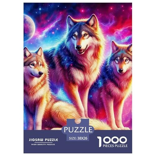 Sternenwolf Puzzles 1000 Teile in Bewährter Qualität Für Erwachsene Und Kinder Cooler Tierstil Herausforderndes Rätsel Geschenke Für Frauen Wanddekoration 38x26cm/1000pcs von QTIVARLEN