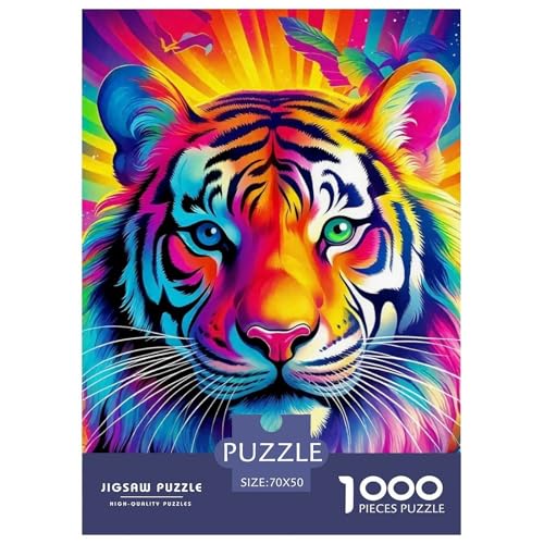 Tiger Puzzle 1000 Teile Für Erwachsene Und Kinder König der Tiere Impossible Geschicklichkeitsspiel Interaktives Spielzeug Home Dekoration in Bewährter Qualität 70x50cm/1000pcs von QTIVARLEN