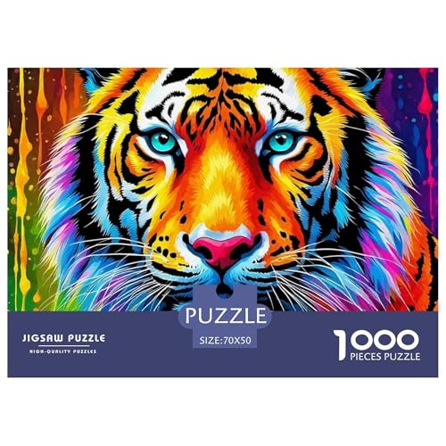 Tiger Puzzle 1000 Teile Für Erwachsene Und Kinder König der Tiere Impossible Geschicklichkeitsspiel Klassische Geschenk Home Dekoration in Bewährter Qualität 70x50cm/1000pcs von QTIVARLEN