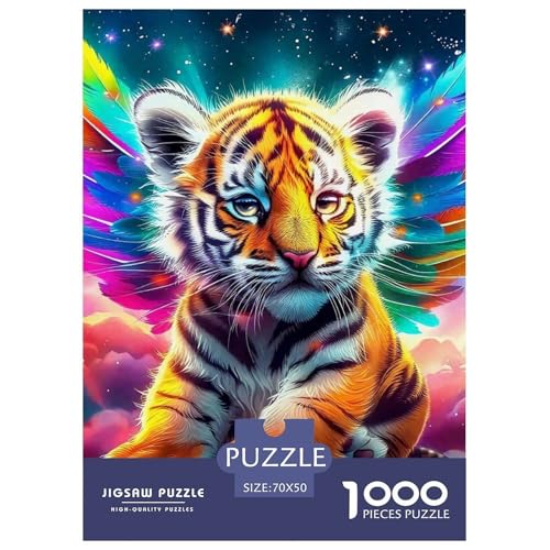 Tiger Puzzle 1000 Teile Für Erwachsene Und Kinder König der Tiere Impossible Geschicklichkeitsspiel Pädagogisches Spielzeug Home Dekoration Clevere Rätsel 70x50cm/1000pcs von QTIVARLEN
