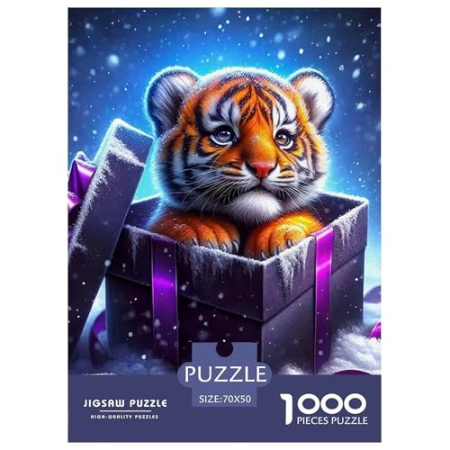 Tiger Puzzle 1000 Teile Für Erwachsene Und Kinder König der Tiere Lernspiel Interaktives Spielzeug Home Dekoration Clevere Rätsel 70x50cm/1000pcs von QTIVARLEN