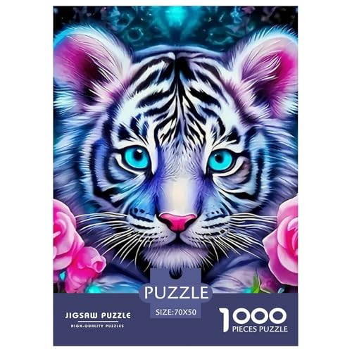 Tiger Puzzle 1000 Teilige Für Erwachsene Und Kinder König der Tiere Herausforderung Spiel Interaktives Spielzeug Home Dekoration in Bewährter Qualität 70x50cm/1000pcs von QTIVARLEN