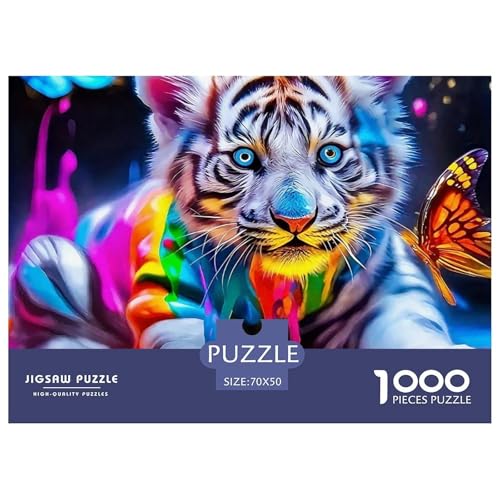 Tiger Puzzle 1000 Teilige Für Erwachsene Und Kinder König der Tiere Herausforderung Spiel Klassische Geschenk Wunderschönes Dekoration Clevere Rätsel 70x50cm/1000pcs von QTIVARLEN