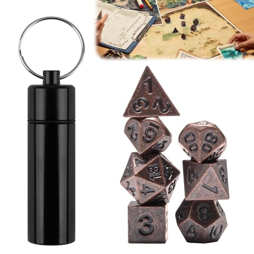 7-teiliges DND-Würfel-Set für Dungeon and Dragons, Mini-Polyedrische Metall-D&D-Würfel, Geschenke, Starter-Set, RPG, MTG, Pathfinder, Tischspiele, D4, D6, D8, D10, D12, D20, antikes Kupfer 7-teiliges DND-Würfel-Set für Dungeon and Dragons, Mini-Polyedrische Metall-D&D-Würfel, Geschenke, Starter-Set, RPG, MTG, Pathfinder, Tischspiele, D4, D6, D8, D10, D12, D20, antikes Kupfer von QTMMC