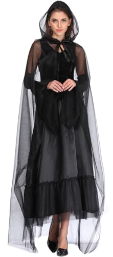 QTUN Halloween Hexenkostüm Damen Mittelalter Gothic Hexe Vampir Kostüm Renaissance Outfit Halloween Maskerade Karneval Cosplay Kleider mit Hexenumhang und Trompetenärmel QTUN Halloween Hexenkostüm Damen Mittelalter Gothic Hexe Vampir Kostüm Renaissance Outfit Halloween Maskerade Karneval Cosplay Kleider mit Hexenumhang und Trompetenärmel von QTUN