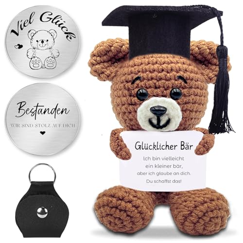 Bachelor Abitur 2025 Geschenke,Bestandene Prüfung Geschenk Glücksbringer Bestanden Viel Glück Prüfung,Bachelor Glücksbringer Bär Master Abschluss Mutmacher Geschenk,Pocket Hug Wolle Potato Positive von QUANMAITONG