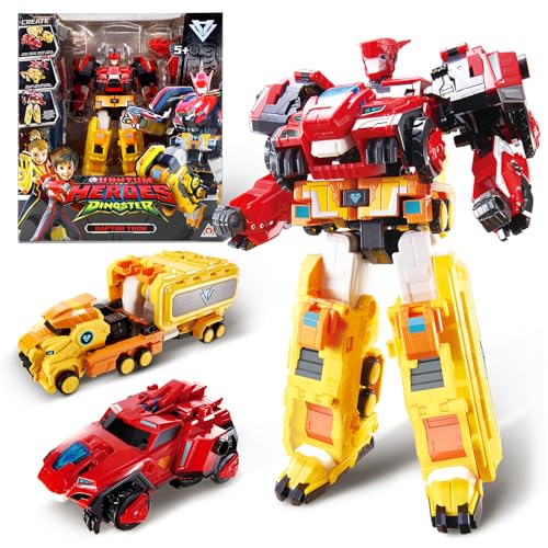 3 in 1 Transformable Roboter Raptor Tron, 11,02 Zoll, Roboter Spielzeug für Kinder, Chariot, Dinosaurier und Transforming Spielzeug für Jungen und Mädchen 5 6 7 8 9 10 Jahre alt von QUANTUM HEROES DINOSTER