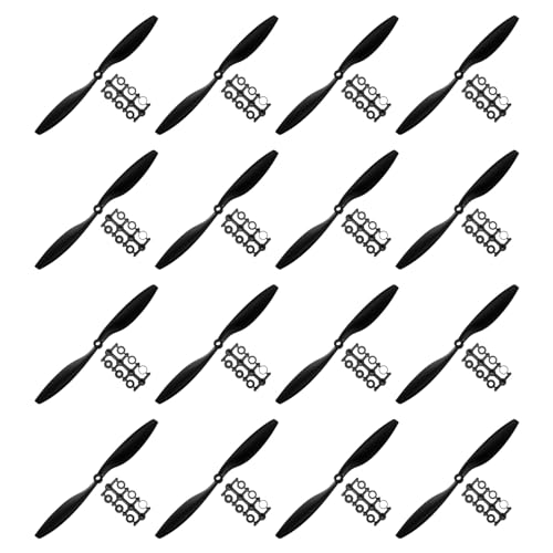 QUARKZMAN 1045 Luftschrauben CW CCW 10x4.5 Prop 2-Flügelrad Starrflügler Schwarz Ersatz Stützen mit Adapter Ringe für Quadrotor RC Flugzeug Packung von 16 von QUARKZMAN