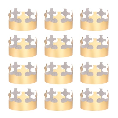 QUARKZMAN 12 Stück Papierkronen Goldfolie Geburtstagskronen Großpackung Partyhüte für Geburtstagsfeierhüte Dekoration Kronen Partybedarf, Stilvolles Design von QUARKZMAN
