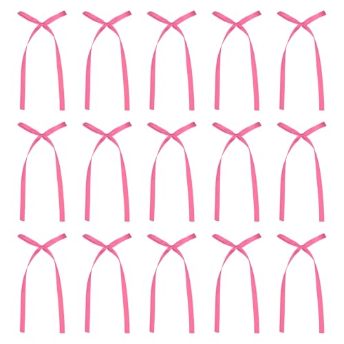 QUARKZMAN 20 Stück Schleifen Cupcake Deko, 3x5.7 Zoll Schleifen Cupcake Deko Satin Schleifen Schleifen Party Deko Für Kuchen Dessert Basteln DIY Dekoration Hochzeit Geburtstag Party, Pink von QUARKZMAN