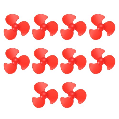 QUARKZMAN 2mm DC Motor Propeller, 30mm Lüfterform 3-Blatt Kunststoff Rundpropeller Für DIY Modellflugzeug Wissenschaft Spielzeug Motor RC Boot Mikro (Rot, Packung Von 10) von QUARKZMAN