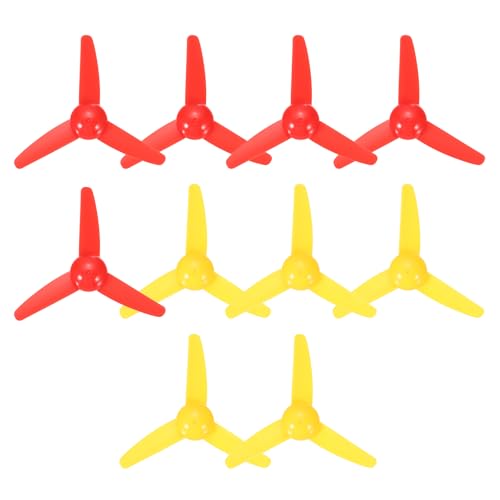 QUARKZMAN 2mm DC Motor Propeller, 80mm Lüfterförmiger 3-Blatt Kunststoff Propeller Für DIY Modellflugzeug Wissenschaftliche Bildung Spielzeug Motor RC Boot Mikro (Rot Gelb, Packung Mit 10) von QUARKZMAN