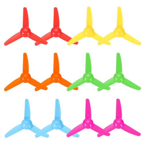 QUARKZMAN 2mm DC Motor Propeller, 80mm Lüfterförmiger 3-Blatt Plastik Propeller Für DIY Modellflugzeug Wissenschaftliche Bildungsspielzeug Motor RC Boot Mikro (6 Farben, 12 Stück) von QUARKZMAN