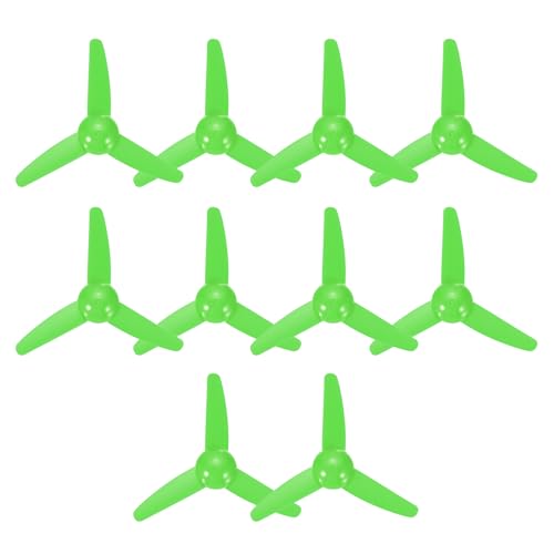 QUARKZMAN 2mm DC Motor Propeller, 80mm Lüfterform 3-Blatt Kunststoff Gerade Propeller Für DIY Modellflugzeug Wissenschaftliche Bildung Spielzeug Motor RC Boot Mikro (Grün, Packung Von 10) von QUARKZMAN