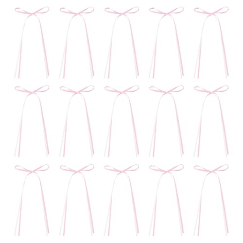 QUARKZMAN 50 Stück Schleifen Cupcake-Dekorationen, 3.3x5.1 Zoll Schleifen Cupcake-Topper Satin-Schleifen Schleifen Party-Dekorationen für Kuchen Dessert Basteln DIY Dekorieren, Rosa Beige von QUARKZMAN