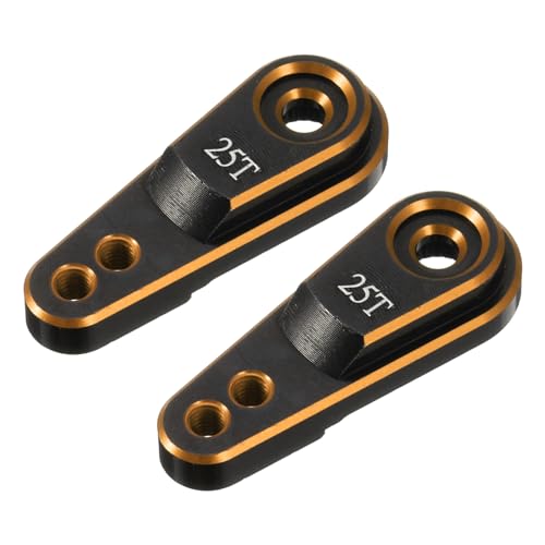 QUARKZMAN Aluminiumlegierung 25T Lenkservoarm Horn Gold für 1/10 RC Auto/Boot/Flugzeug Boot Zubehör 2 Stück von QUARKZMAN