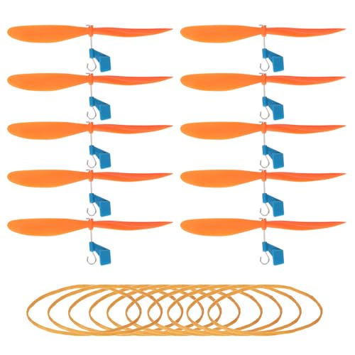 QUARKZMAN Plastikpropeller, Propellerblätter Mit Gummibandhaken Helikopter-Kit 5" Faltfest Für STEM-Aktivitäten Antriebsluftfahrzeuge Wissenschaft (Orange, Packung Mit 10) von QUARKZMAN