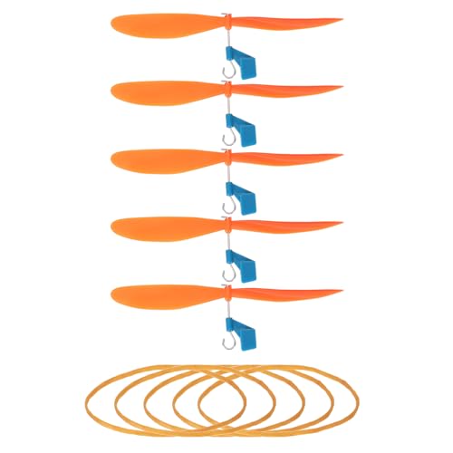 QUARKZMAN Plastikpropeller Propeller Propellerblätter Mit Gummibandhaken Hubschrauber Kit 5" Faltenresistent Für Aktivitäten Betriebene Flugzeuge DIY Wissenschaft (Orange, Packung Mit 5) von QUARKZMAN