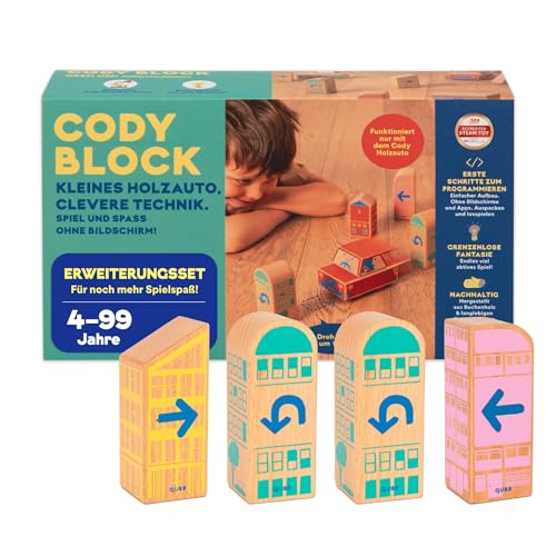 QUBS | Dreh Um! Erweiterungsset | Spielend leicht Programmieren für Kinder mit Cody | Lasse Cody einfach umdrehen mit den Dreh Um und Abbiege-Blöcken für Jungen und Mädchen (Ohne Auto) von QUBS