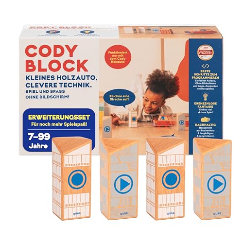 QUBS | Nimm's auf und spiel's ab Erweiterungsset | Spielend leicht Programmieren für Kinder mit Cody | Wiederhole Dein Erlebnis mit Wiedergabe und Aufnahme Blöcken für Jungen und Mädchen (Ohne Auto) von QUBS