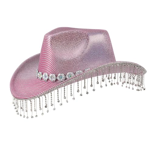 QUEENYARD Blingbling Kristall Cowboyhüte Quasten für Junggesellinnenabschied Cowboyhüte Hut für Schauspielerin Schauspielerin, Rosenhut, Blumen-Taille QUEENYARD Blingbling Kristall Cowboyhüte Quasten für Junggesellinnenabschied Cowboyhüte Hut für Schauspielerin Schauspielerin, Rosenhut, Blumen-Taille von QUEENYARD