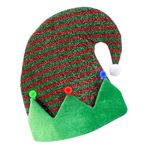 QUEENYARD Fröhliche Weihnachtsmütze mit Pompons, Koboldmütze, Uni, gestreift, für Bühnenkleidung QUEENYARD Fröhliche Weihnachtsmütze mit Pompons, Koboldmütze, Uni, gestreift, für Bühnenkleidung von QUEENYARD