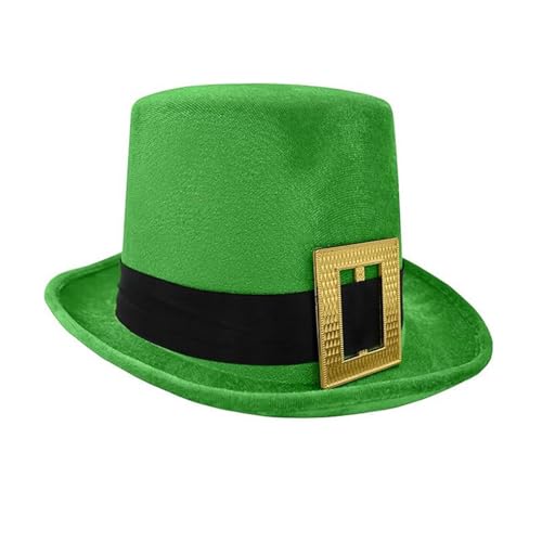 QUEENYARD Grüner großer Hut für StPatrick Day, flacher Hut, Feiertagskopfbedeckung, irischer Nationalfeiertag, Festival-Requisite von QUEENYARD