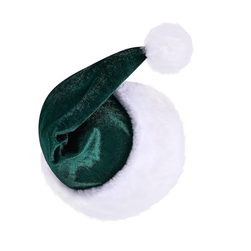 QUEENYARD Weihnachtliche Kopfbedeckung, dicker Plüsch für die Feiertage, bunte Outfits für Cosplay, Weihnachtsmannmütze von QUEENYARD