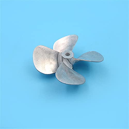 QUENPE Köderboot Zinklegierung Propeller Vierblatt-Volltauchpropeller D60mm CW CCW 4mm 5mm Apertur Requisiten, for RC Boote Wellenteile Modellschiffpropeller (Color : 5mm Hole CW) von QUENPE