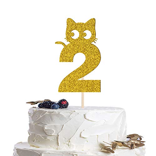 2. Geburtstag Katze Cupcake Topper Gold 2 Jahre alt Geburtstag Kuchen Dekorationen für Baby Dusche Kinder Haustier Geburtstag Party Cartoon Katze Essen Dessert Picks für Mädchen oder Jungen 2. Geburtstag Katze Cupcake Topper Gold 2 Jahre alt Geburtstag Kuchen Dekorationen für Baby Dusche Kinder Haustier Geburtstag Party Cartoon Katze Essen Dessert Picks für Mädchen oder Jungen von QUEOOGOU