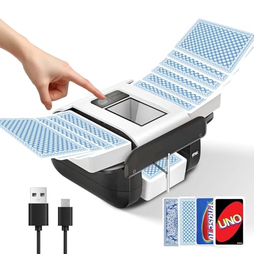 QUICARD Elektrischer Kartenmischer Automatisch - Geräuscharmer & Wiederaufladbar (2000mAh) - Für 2 Kartensätze - Ideal für Poker, Texas Hold'em, Blackjack & Hauspartys - X1 von QUICARD