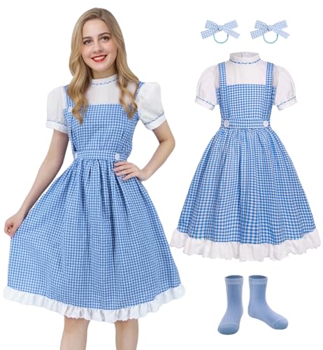 QUJQOM Blau-weißes Kleid für Prinzessinnen-Kostüm, Damen, süßes Kleid für Rolle, Cosplay, Geburtstagsparty, Halloween, QM052S QUJQOM Blau-weißes Kleid für Prinzessinnen-Kostüm, Damen, süßes Kleid für Rolle, Cosplay, Geburtstagsparty, Halloween, QM052S von QUJQOM