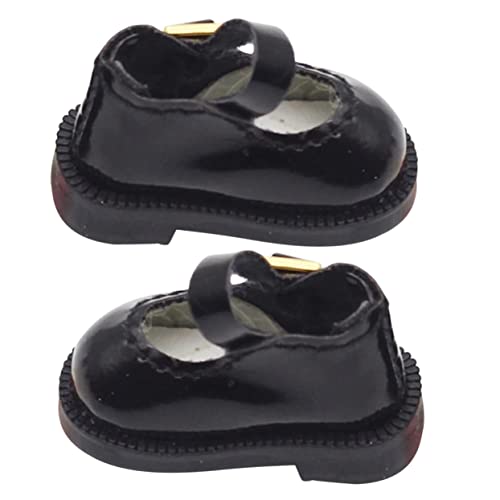 QUMIIRITY 1 Paar Puppenschuhe Mini-schuhverzierung Actionfiguren-Schuhe Miniatur-schuhverzierungen Schuhminiaturen Miniatur-zubehör Miniatur-Schuhe Black von QUMIIRITY